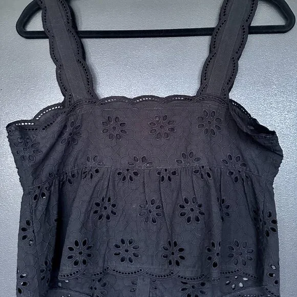 NWT | The Kooples | Black Eyelet Embroidered Tank Top - Picture 5 of 8